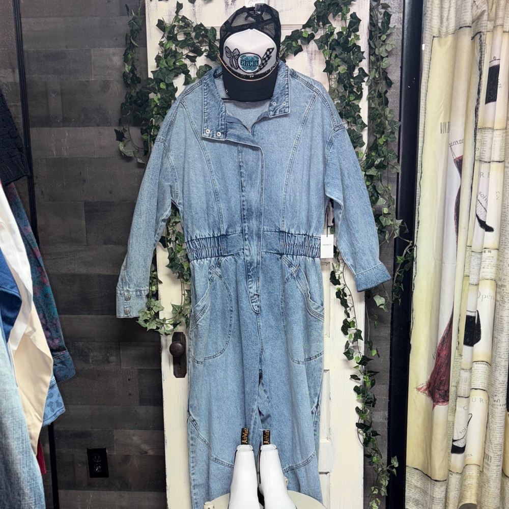 Forever 21 Light Blue Denim Jumpsuit